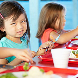 Little girl eating lunch